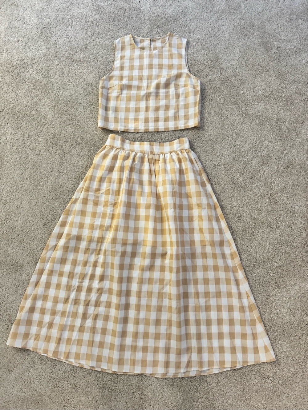 Commense Yellow Gingham Maxi Skirt Set - Picture 11 of 13